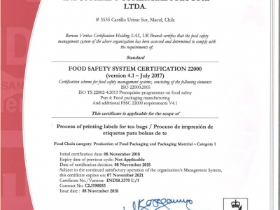 Solucorp se certifica en Sistema en Seguridad  Alimentaria – FSSC 22000